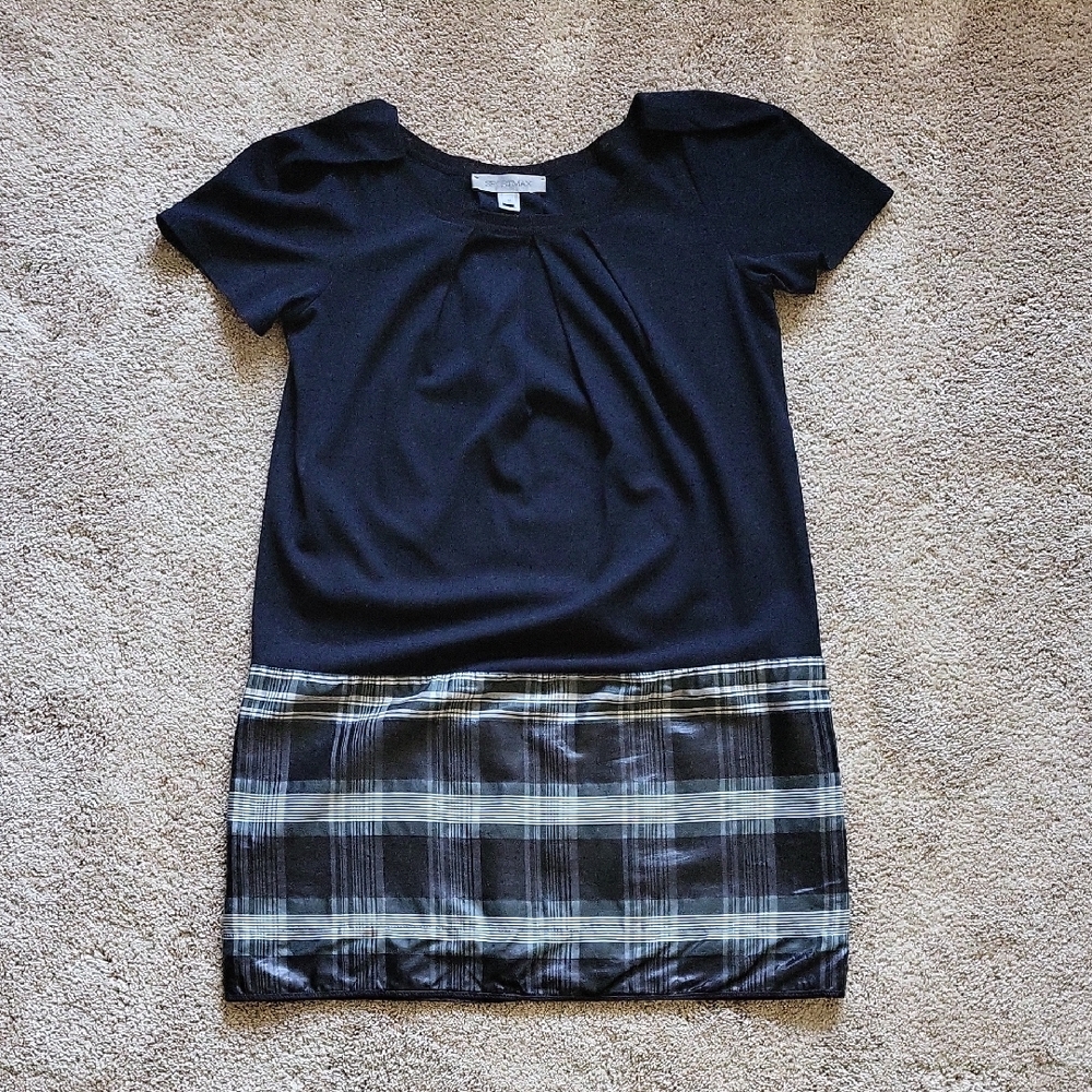 MaxMara Black and Gray Plaid Mini Dress
